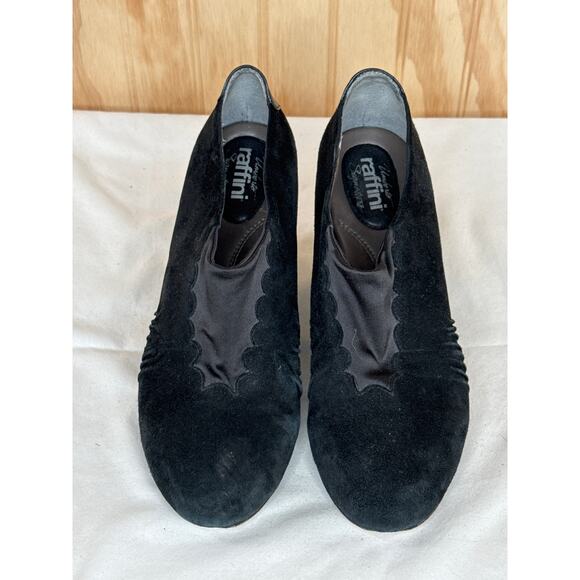 Umberto Ruffini Signature Black Leather & Suede Stretch Wedge Shoes Size 8 - Picture 3 of 10